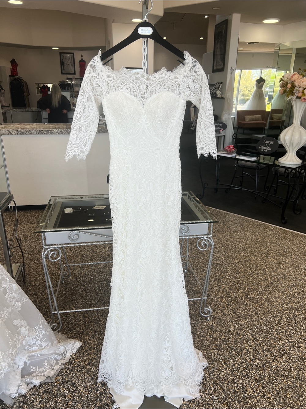 Off-Shoulder Lace Wedding Gown